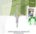 wholesale TOUPOP Peridot August Birthstone Necklaces For Women White Gold S925 Sterling Silver Cross Infinity Pendant Necklace Christian Religious Faith Cross Birthday Jewelry For Girlfriend Wife Daughter -0-4