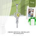TOUPOP White Gold S925 Peridot Cross Infinity Pendant Necklace-0-4