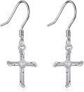 wholesale 925 Sterling Silver Cross with Golf Ball Charm Drop Earrings Sports Gift for Women-0-0