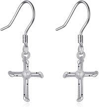 wholesale 925 Sterling Silver Cross with Golf Ball Charm Drop Earrings Sports Gift for Women-Golf