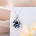 wholesale 925 Sterling Silver Blue Enamel Ocean Wave Whale Tail Pendant Necklace for Women-0-1