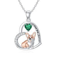 wholesale 925 Sterling Silver Corgi Love Forever Pendant Necklace-2-05-May
