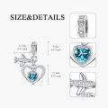 wholesale 925 Sterling Silver Birthstone Heart Charm with Airplane Charms for Anklets Women Mom Lover-0-3