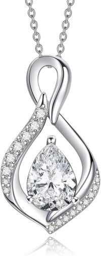 wholesale 925 Sterling Silver Infinity Teardrop Birthstone Necklace for Women Forever Love Jewelry Gift-04 Apr