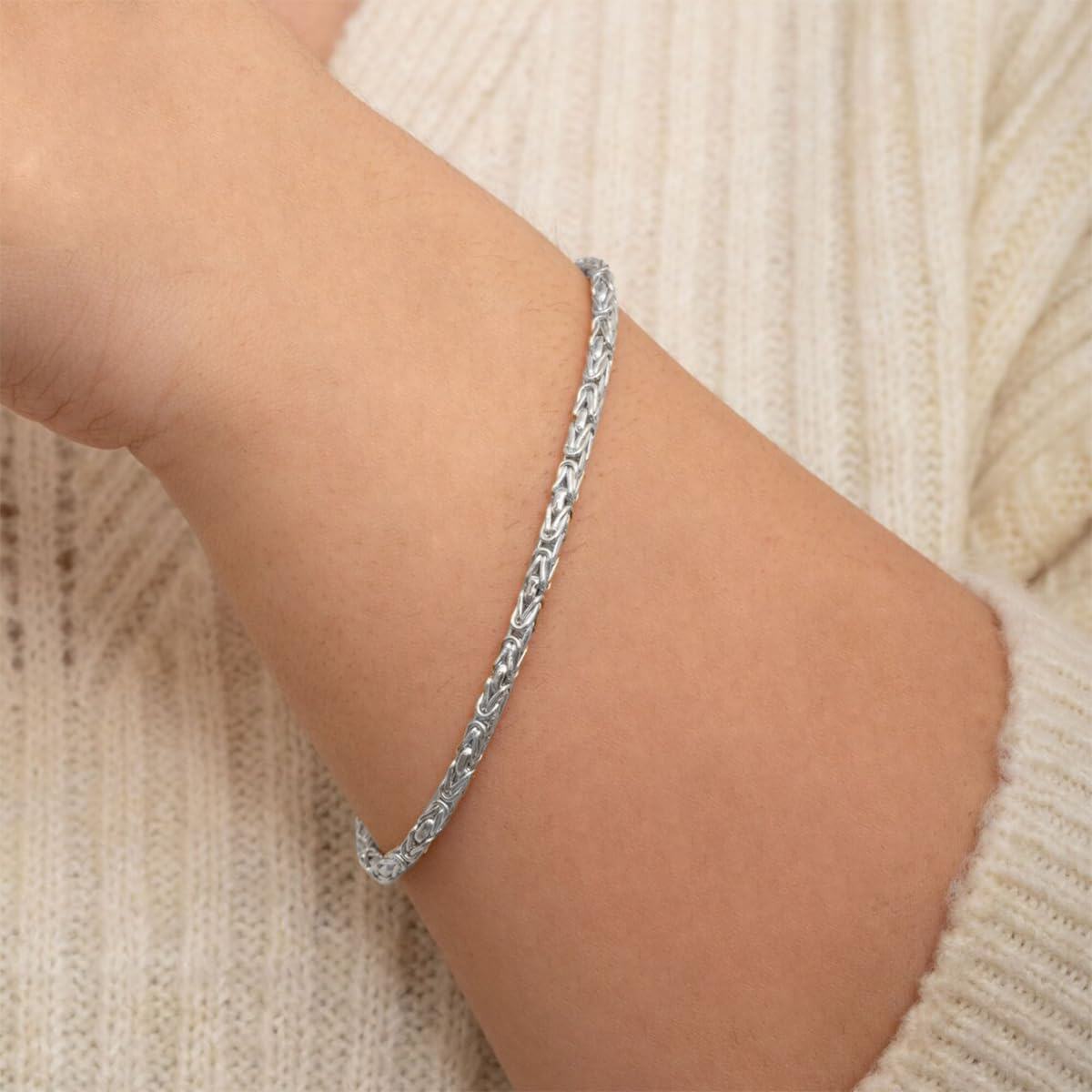 925 Sterling Silver Byzantine Chain Bracelet 2-4mm/3-5mm for Men/Women with Lobster Clasp - Made in Italy (Length: 7 / Widths Available)-0-3
