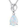 wholesale 925 Sterling Silver Pear Cut Opal Pendant Necklace-0-0