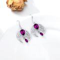 wholesale Sterling Silver Crystal Celtic Moon Dangle Earrings Birthstone Gift-0-19