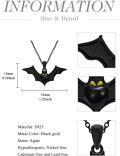 wholesale 925 Sterling Silver Black Enamel Bat Heart Pendant Necklace for Women Girls-0-3
