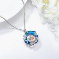 wholesale 925 Sterling Silver Round Blue Crystal Love Reading Book Lover Gift Pendant Necklace-0-1