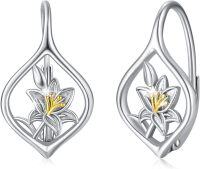 wholesale 925 Sterling Silver Flower Drop Earrings for Women Girls Mothers' Day Gift-E-Lily