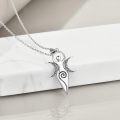 wholesale 925 Sterling Silver Triple Crescent Moon Goddess Necklace Pagan Jewelry-0-4