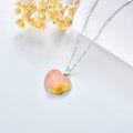 wholesale 925 Sterling Silver Heart-Shaped Pink Resin Dried Daisy Flower Pendant Necklace-0-2