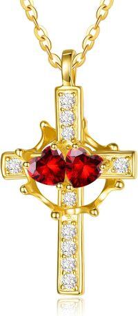 wholesale  Sterling Silver Birthstones Gold Cross Necklace for Women -01-01-Jan-Jan-01-01-Jan-Jan