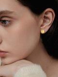 wholesale 18k Yellow Gold Round Stud Earrings with 3mm Balls and Claws Design - Valentines Day Gift for Her-0-2