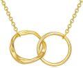 wholesale 925 Sterling Silver Plated Gold 18k  Double Circle Interlocking Infinity Pendant Necklace for Women-0-0