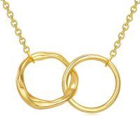wholesale 925 Sterling Silver Plated Gold 18k  Double Circle Interlocking Infinity Pendant Necklace for Women-Double Ring