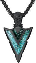 wholesale 925 Sterling Silver Black Plated Arrowhead Pendant with Turquoise and Malachite Inlay Necklaces for Men & Women-0-0