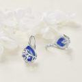 wholesale 925 Sterling Silver Blue Stone Teardrop Filigree Huggie Hoop Earrings-0-3