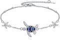 wholesale 925 Sterling Silver Blue Sea Turtle Starfish Charm Ankle Anklets for Women Girls Beach Foot  6-8 Adjustable Chain Length-0-0