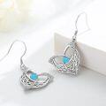wholesale 925 Sterling Silver Blue Fire Opal Triquetra Trinity Knot Drop Dangle Leverback Earrings for Women Girls - Irish Celtic  Ideas-0-4