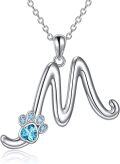 wholesale 925 Sterling Silver Metal Paw Print Initial M Pendant Necklace s for Women-0-0