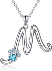 wholesale 925 Sterling Silver Metal Paw Print Initial M Pendant Necklace s for Women-M
