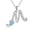 wholesale 925 Sterling Silver Metal Paw Print Initial M Pendant Necklace s for Women-0-0