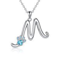 wholesale 925 Sterling Silver Metal Paw Print Initial M Pendant Necklace s for Women-M