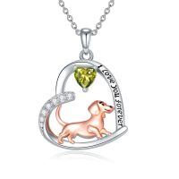 wholesale 925 Sterling Silver Corgi Love Forever Pendant Necklace-1-08-August