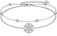 wholesale 925 Sterling Silver Daisy Flower Charm Anklet for Women Girls Beach  6-8 Adjustable Chain Length-daisy bracelet