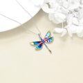 wholesale 925 Sterling Silver Dragonfly Pendant Necklace Multicolor Enamel s for Women-0-3