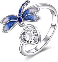 wholesale 925 Sterling Silver Urone Turtle Butterfly Dragonfly Axolotl Cat Adjustable Open Ring for Women Jewelry Gift-dragonfly