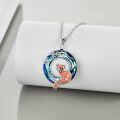 wholesale 925 Sterling Silver Round Crystal Red Panda Charm Necklace Gift for Women Girls-0-1