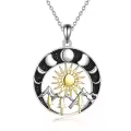 wholesale 925 Sterling Silver Nature Sun & Moon Mountain Pendant Necklace Wholesale for Women-0-0