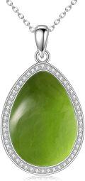 wholesale 925 Sterling Silver Teardrop Pendant Necklace with Opal Stone for Women s-0-19