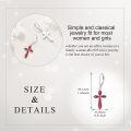 wholesale 925 Sterling Silver & Birthstone Cross Earrings for Women, Hypoallergenic Faith Jewelry Gift, 36.1mm-0-4