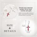 wholesale 925 Sterling Silver Red Enamel Cross Pink Cubic Zirconia Drop Earrings For Women-0-4
