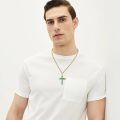 wholesale Gold 925 Sterling Silver Turquoise Inlay Cross Pendant Necklace for Men Religious s-0-2