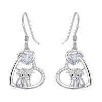 wholesale 925 Sterling Silver Heart Ox Earrings Wholesale With Red Gemstones-04-Apri-White