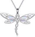wholesale 925 Sterling Silver Opal Dragonfly Pendant Necklace for Women Nature Lovers' Gift-0-0