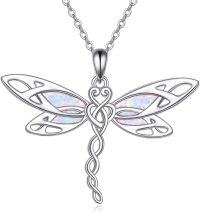 wholesale 925 Sterling Silver Opal Dragonfly Pendant Necklace for Women Nature Lovers' Gift-Dragonfly