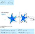 wholesale 925 Sterling Silver Blue Opal Starfish Stud Earrings - Ocean Beach  for Women & Girls-0-2