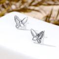wholesale 925 Sterling Silver Butterfly Cubic Zirconia Stud Earrings for Women Girls  4 Colors Available-0-1