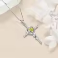 TOUPOP White Gold S925 Peridot Cross Infinity Pendant Necklace-0-3