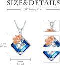 wholesale 925 Sterling Silver Blue Crystal Sunflower Pendant Necklace for Women - December Birthstone -0-4