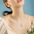 wholesale 925 Sterling Silver Fox Crescent Moon Pendant Necklace Wholesale With Moonstone-0-2