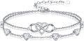 wholesale 925 Sterling Silver & 6 Heart Birthstone Crystals Infinity Love Bracelet for Women, Adjustable Dainty Charm Gift-0-0