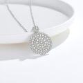 wholesale 925 Sterling Silver Round CZ Pave Circle Pendant Necklaces for Women  45cm Chain Length (Silver)-0-1