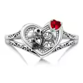 TOUPOP Sterling Silver Red Zircon Jack Skellington Nightmare Ring-0-0
