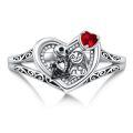 TOUPOP Sterling Silver Red Zircon Jack Skellington Nightmare Ring-0-0